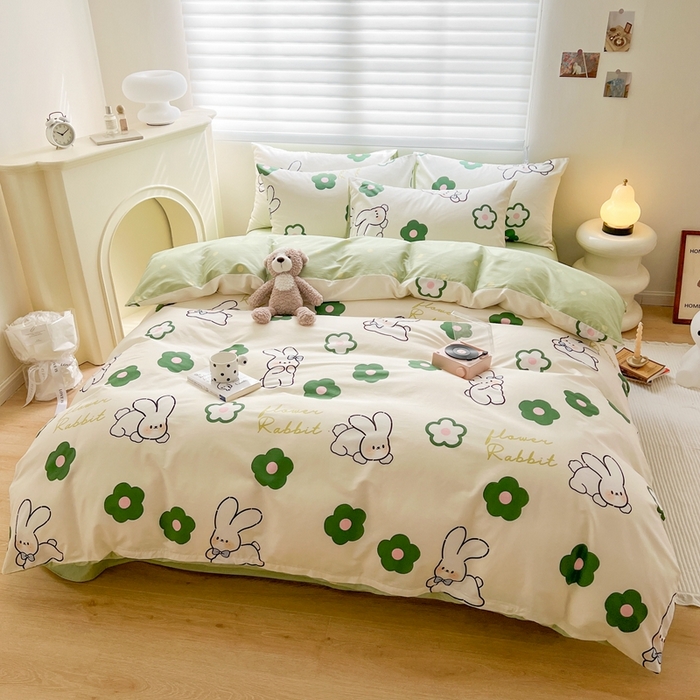 91家纺网 家纺一手货源 找家纺 顾里 2023韩系氛围全棉四件套 屁屁兔