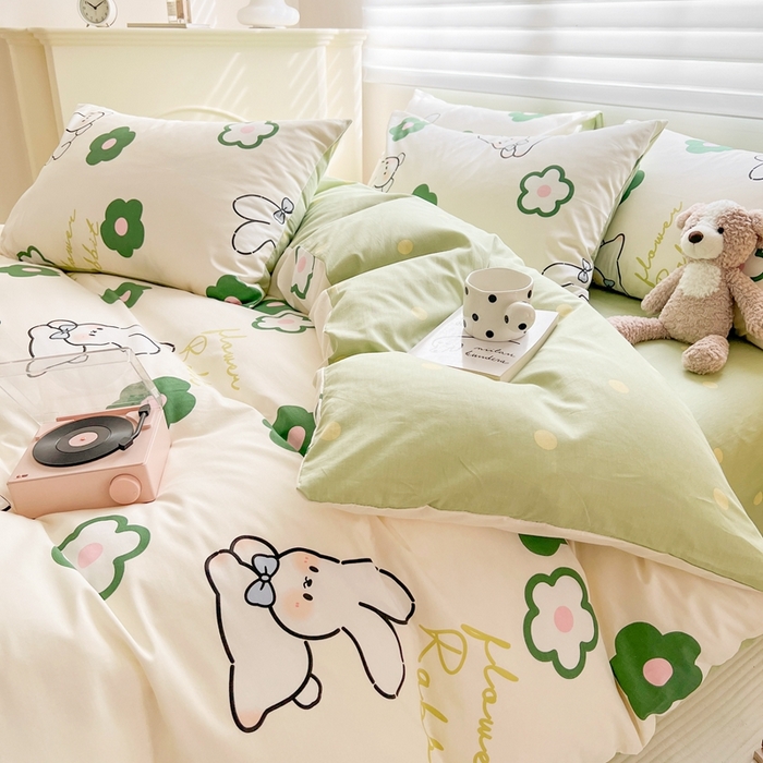 91家纺网 家纺一手货源 找家纺 顾里 2023韩系氛围全棉四件套 屁屁兔