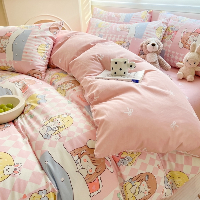 91家纺网 家纺一手货源 找家纺 顾里 2023韩系氛围全棉四件套 小萝莉