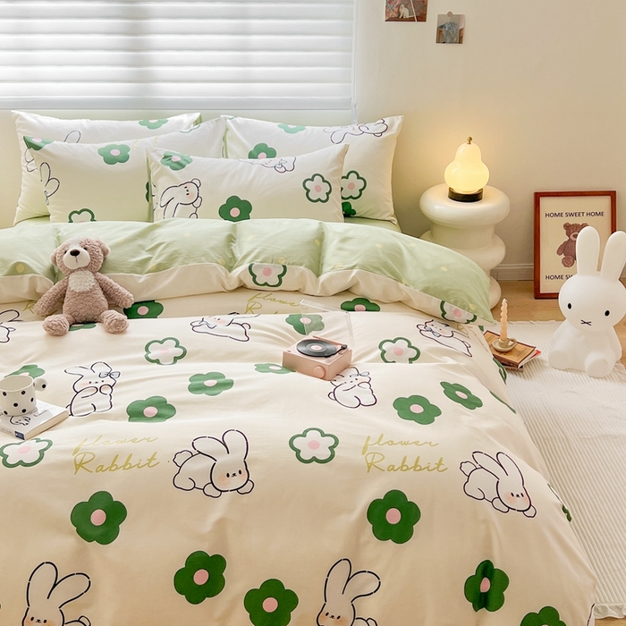 91家纺网 家纺一手货源 找家纺 顾里 2023韩系氛围全棉四件套 屁屁兔