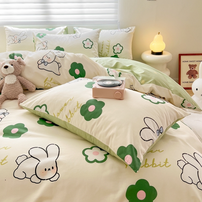 91家纺网 家纺一手货源 找家纺 顾里 2023韩系氛围全棉四件套 屁屁兔