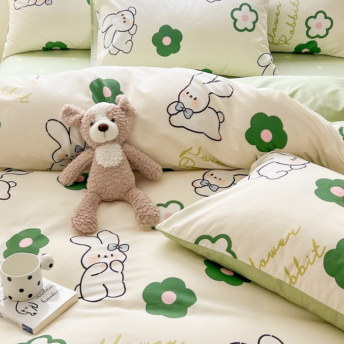 91家纺网 家纺一手货源 找家纺 顾里 2023韩系氛围全棉四件套 屁屁兔