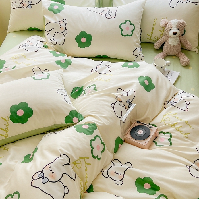 91家纺网 家纺一手货源 找家纺 顾里 2023韩系氛围全棉四件套 屁屁兔