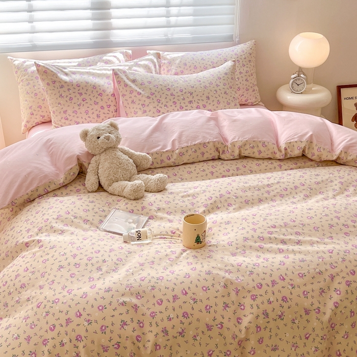 91家纺网 家纺一手货源 找家纺 顾里 2023韩系氛围全棉四件套 梦园花开