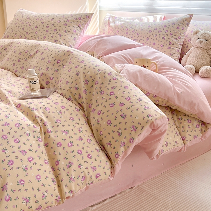 91家纺网 家纺一手货源 找家纺 顾里 2023韩系氛围全棉四件套 梦园花开