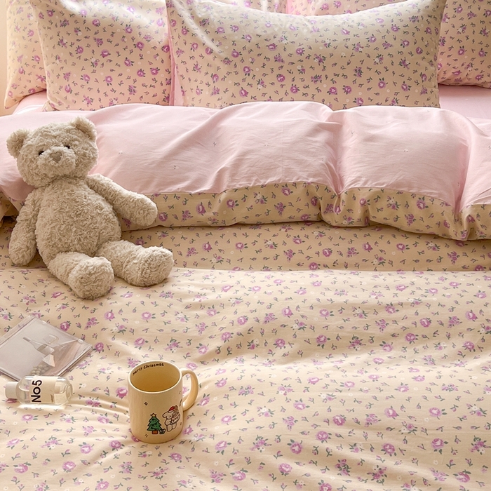 91家纺网 家纺一手货源 找家纺 顾里 2023韩系氛围全棉四件套 梦园花开