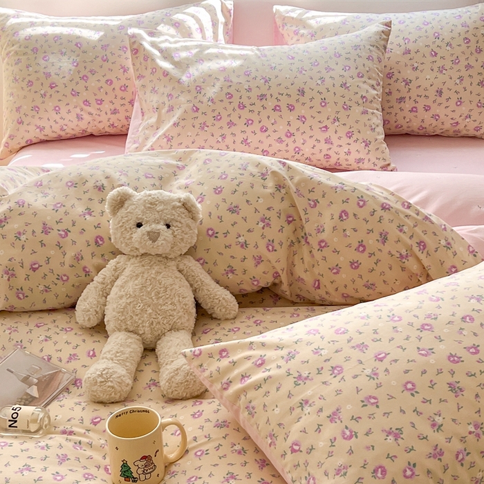 91家纺网 家纺一手货源 找家纺 顾里 2023韩系氛围全棉四件套 梦园花开