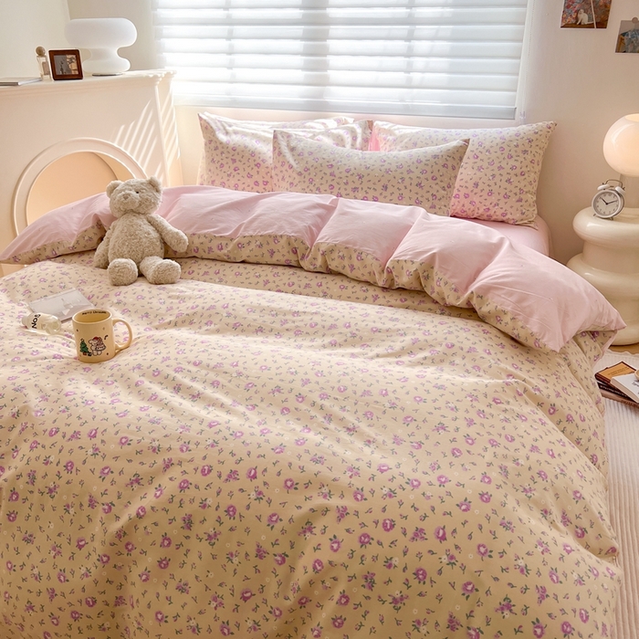 91家纺网 家纺一手货源 找家纺 顾里 2023韩系氛围全棉四件套 梦园花开