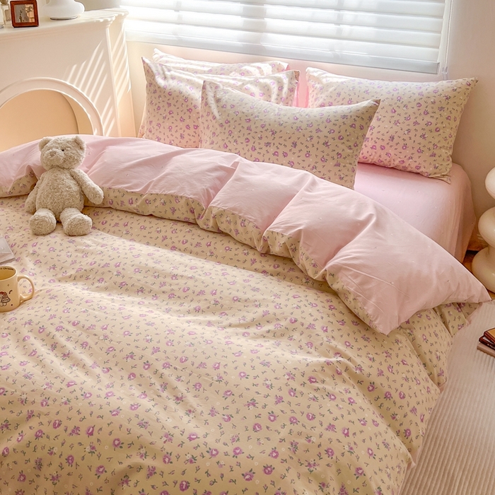 91家纺网 家纺一手货源 找家纺 顾里 2023韩系氛围全棉四件套 梦园花开