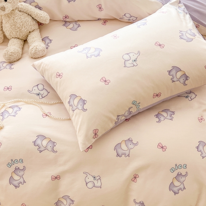 91家纺网 家纺一手货源 找家纺 顾里 2023韩系氛围全棉四件套 治愈小象