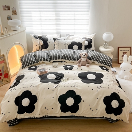 顾里 2023韩系氛围全棉四件套 泼墨茶花