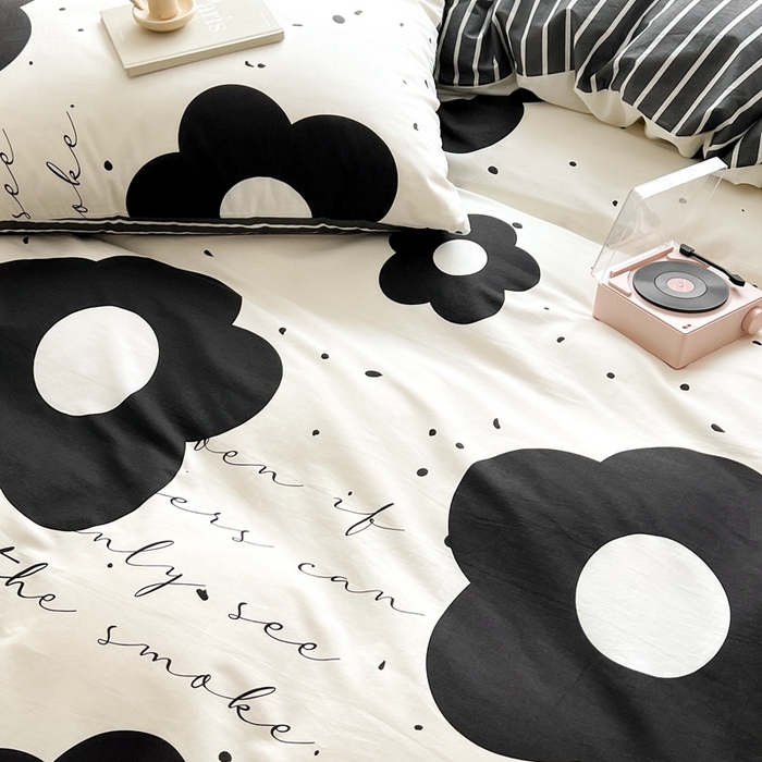 91家纺网 家纺一手货源 找家纺 顾里 2023韩系氛围全棉四件套 泼墨茶花