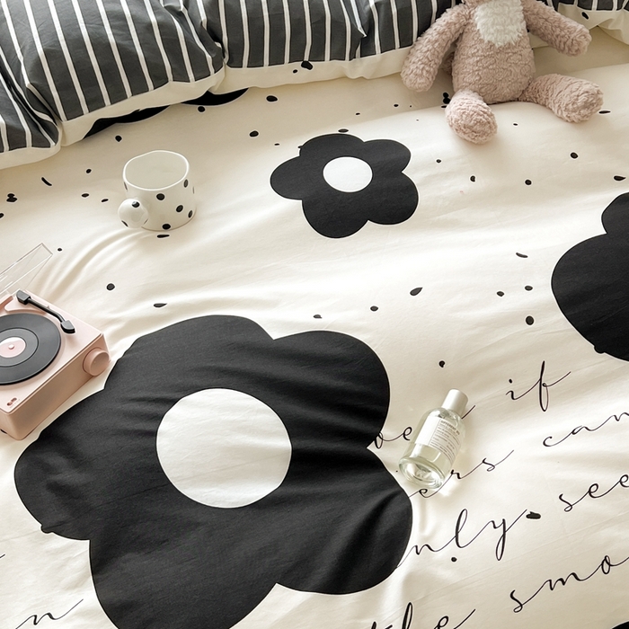 91家纺网 家纺一手货源 找家纺 顾里 2023韩系氛围全棉四件套 泼墨茶花