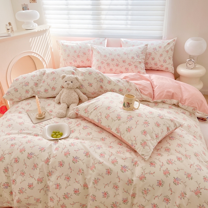 91家纺网 家纺一手货源 找家纺 顾里 2023韩系氛围全棉四件套 玫花庄园