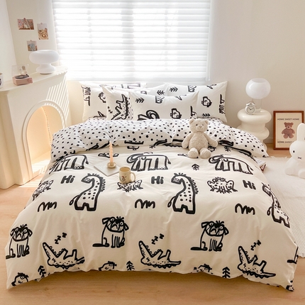 顾里 2023韩系氛围全棉四件套 素描动物