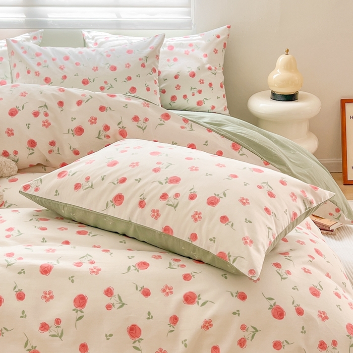 91家纺网 家纺一手货源 找家纺 顾里 2023韩系氛围全棉四件套 芍花园林