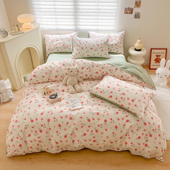 91家纺网 家纺一手货源 找家纺 顾里 2023韩系氛围全棉四件套 芍花园林