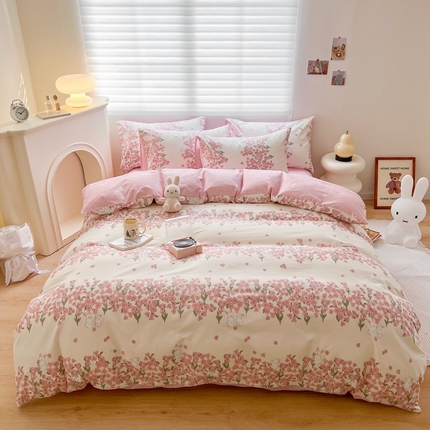 顾里 2023韩系氛围全棉四件套 花堡奶兔