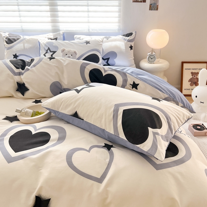 91家纺网 家纺一手货源 找家纺 顾里 2023韩系氛围全棉四件套 酷星爱心