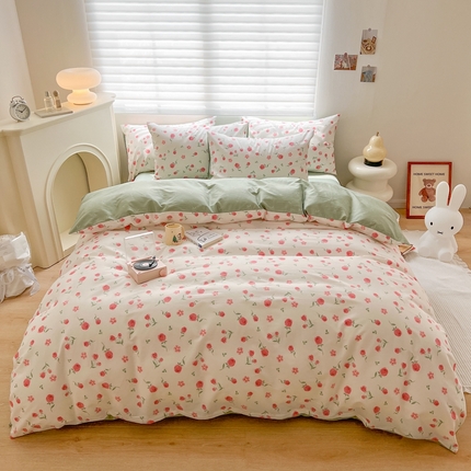 91家纺网 家纺一手货源 找家纺 顾里 2023韩系氛围全棉四件套 芍花园林