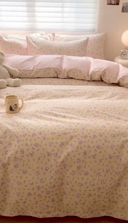 91家纺网 家纺一手货源 找家纺 顾里 2023韩系氛围全棉四件套 梦园花开