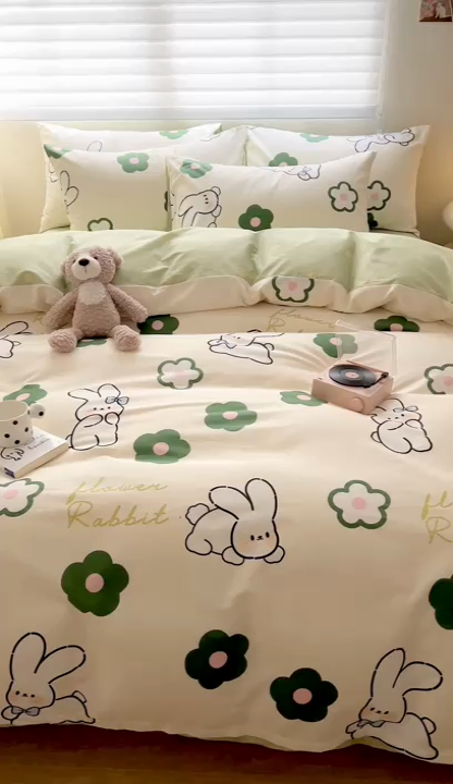 91家纺网 家纺一手货源 找家纺 顾里 2023韩系氛围全棉四件套 屁屁兔