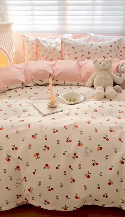 91家纺网 家纺一手货源 找家纺 顾里 2023韩系氛围全棉四件套 小樱兔