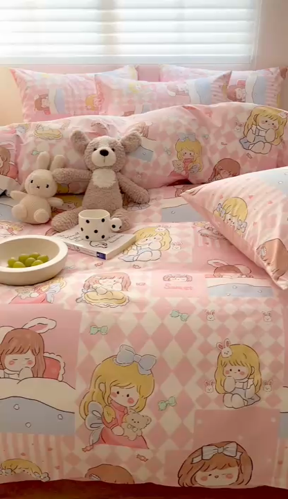 91家纺网 家纺一手货源 找家纺 顾里 2023韩系氛围全棉四件套 小萝莉