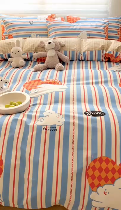 91家纺网 家纺一手货源 找家纺 顾里 2023韩系氛围全棉四件套 富山奶兔