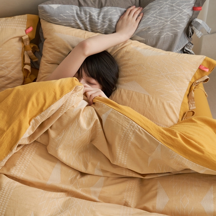 91家纺网 家纺一手货源 找家纺 安莱生活2023新品四季款棉刺子大提花波西米亚风名族异域风高端四件套 波西米亚-姜黄