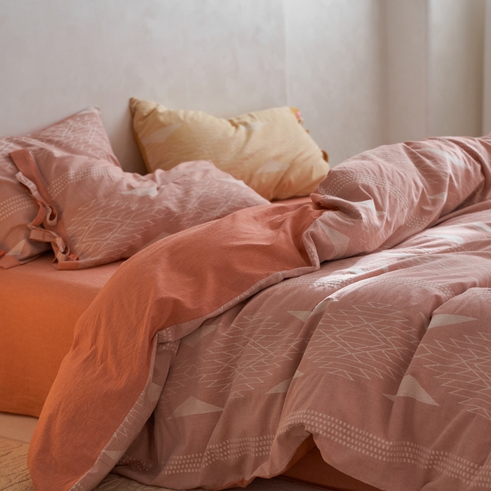 91家纺网 家纺一手货源 找家纺 安莱生活2023新品四季款棉刺子大提花波西米亚风名族异域风高端四件套 波西米亚-嫩粉