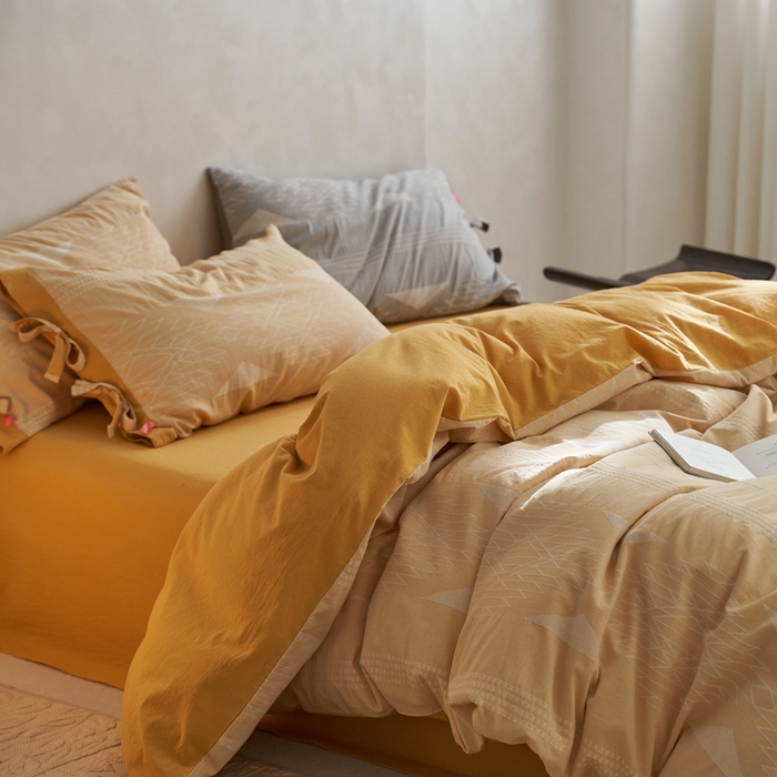 91家纺网 家纺一手货源 找家纺 安莱生活2023新品四季款棉刺子大提花波西米亚风名族异域风高端四件套 波西米亚-姜黄