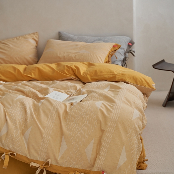 91家纺网 家纺一手货源 找家纺 安莱生活2023新品四季款棉刺子大提花波西米亚风名族异域风高端四件套 波西米亚-姜黄