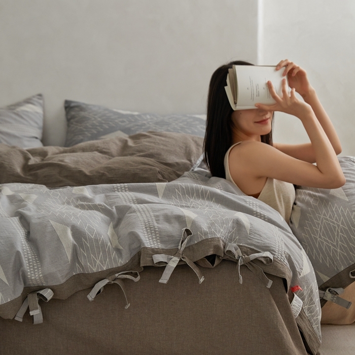 91家纺网 家纺一手货源 找家纺 安莱生活2023新品四季款棉刺子大提花波西米亚风名族异域风高端四件套 波西米亚-浅灰