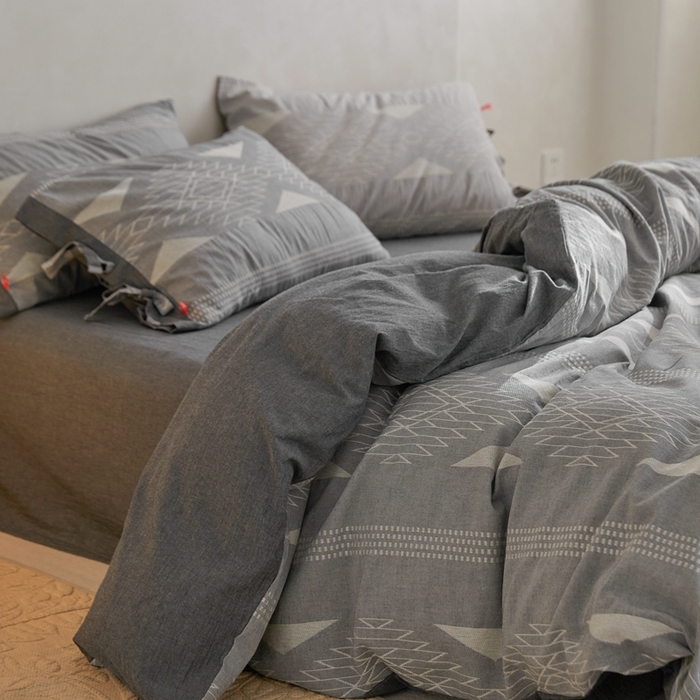 91家纺网 家纺一手货源 找家纺 安莱生活2023新品四季款棉刺子大提花波西米亚风名族异域风高端四件套 波西米亚-深灰