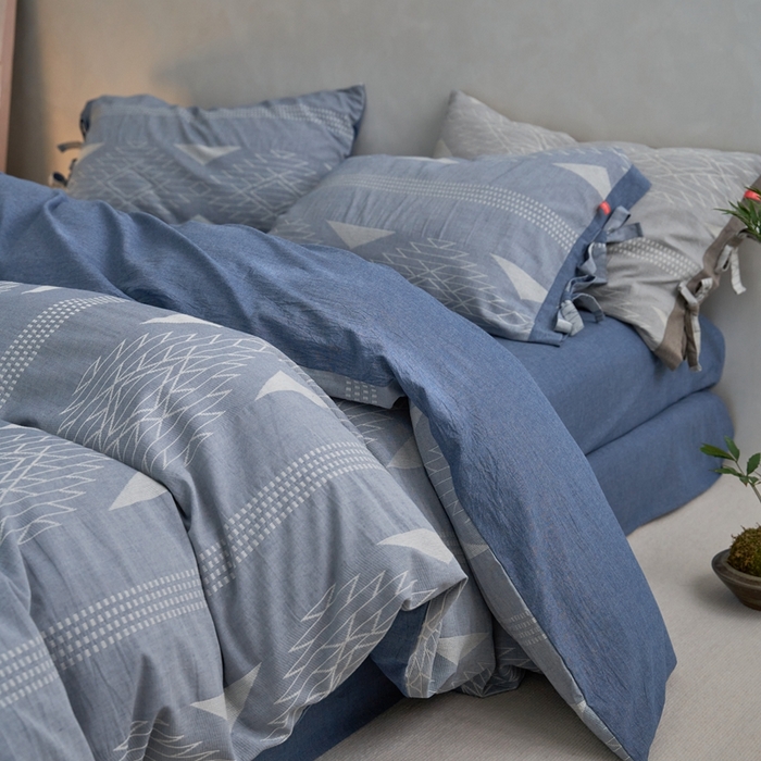 91家纺网 家纺一手货源 找家纺 安莱生活2023新品四季款棉刺子大提花波西米亚风名族异域风高端四件套 波西米亚-深蓝