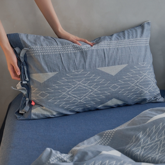 91家纺网 家纺一手货源 找家纺 安莱生活2023新品四季款棉刺子大提花波西米亚风名族异域风高端四件套 波西米亚-深蓝