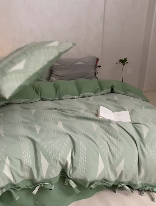 91家纺网 家纺一手货源 找家纺 安莱生活2023新品四季款棉刺子大提花波西米亚风名族异域风高端四件套 波西米亚-嫩绿