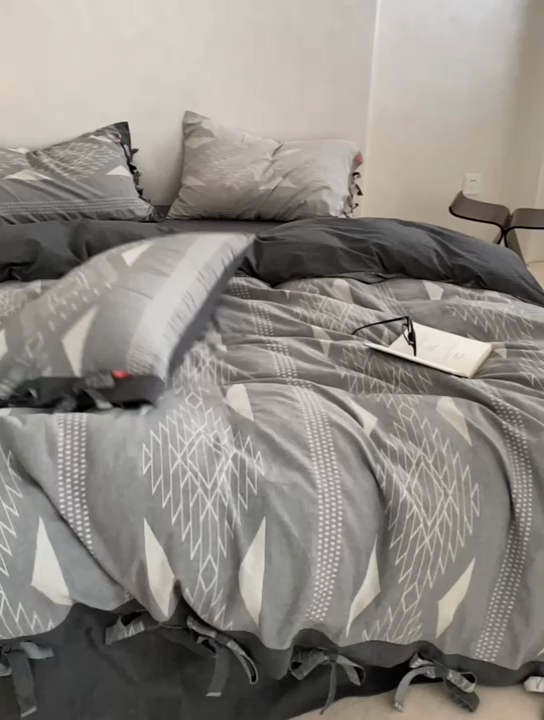 91家纺网 家纺一手货源 找家纺 安莱生活2023新品四季款棉刺子大提花波西米亚风名族异域风高端四件套 波西米亚-深灰