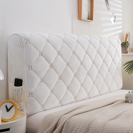 91家纺网 家纺一手货源 找家纺 源梦 2025新款婴儿绒大H 全包床头罩 奶白