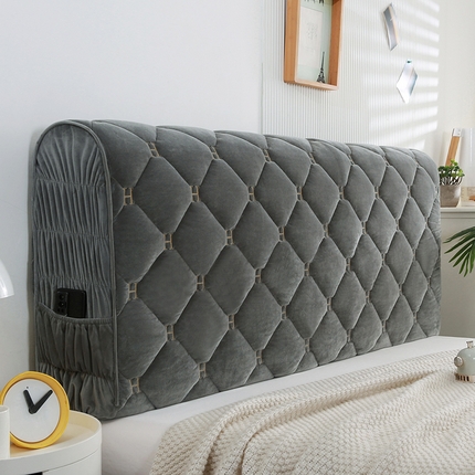 91家纺网 家纺一手货源 找家纺 源梦 2025新款婴儿绒大H 全包床头罩 深灰