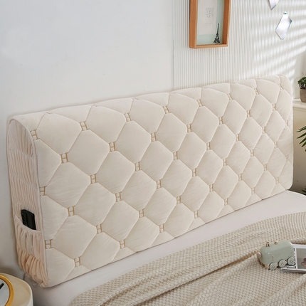 91家纺网 家纺一手货源 找家纺 源梦 2025新款婴儿绒大H 全包床头罩 米黄