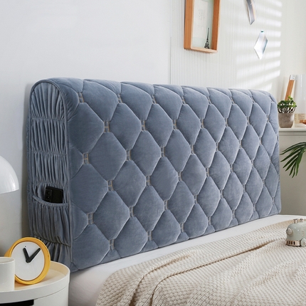 91家纺网 家纺一手货源 找家纺 源梦 2025新款婴儿绒大H 全包床头罩 蓝灰