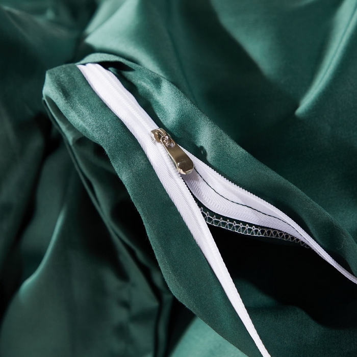 91家纺网 家纺一手货源 找家纺 晶缦家纺 2023全棉纯棉60支贡缎长绒棉纯色多规格四件套单品被套 琅夕-墨绿色