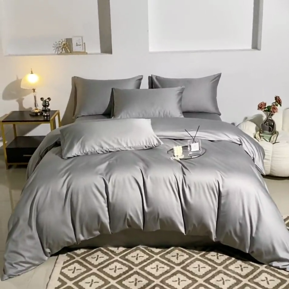 91家纺网 家纺一手货源 找家纺 （总）2025全棉纯棉60支贡缎长绒棉纯色多规格单品被套单件被罩素色