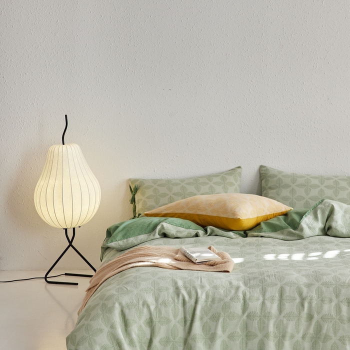 91家纺网 家纺一手货源 找家纺 安莱生活 2023年新款高端双层纱栀子花色织大提花蝴蝶结工艺款四件套 幸运草-嫩绿