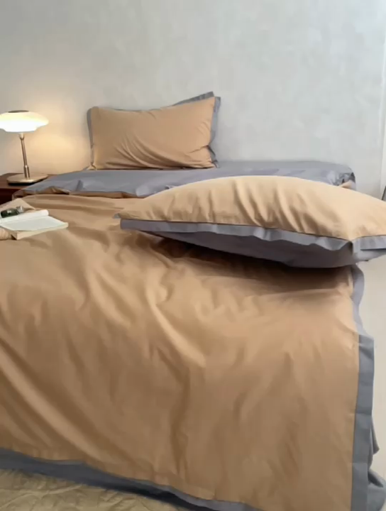 91家纺网 家纺一手货源 找家纺 （总）安莱生活 2023新款60贡缎双拼小宽边四件套