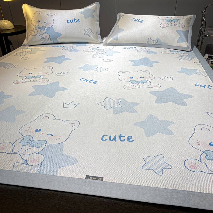 91家纺网 家纺一手货源 找家纺 安哆啦2024新款数码印花冰藤席 五角星星