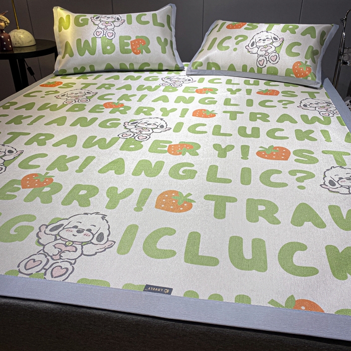 91家纺网 家纺一手货源 找家纺 安哆啦2024新款数码印花冰藤席 天使泰迪