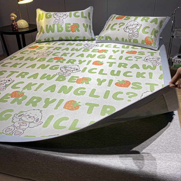 91家纺网 家纺一手货源 找家纺 安哆啦2024新款数码印花冰藤席 天使泰迪